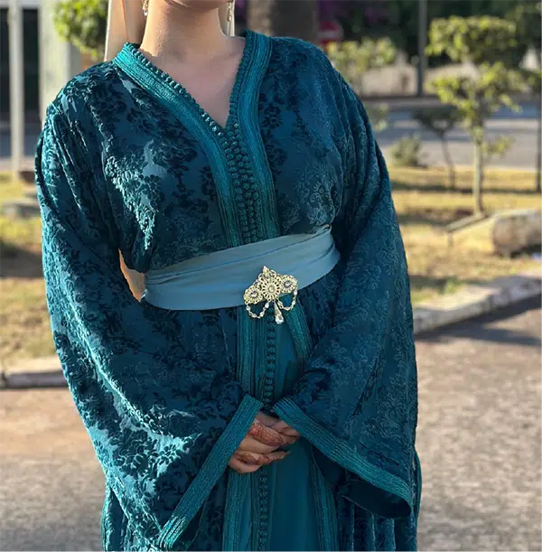 robe traditionnelle, caftan turquoise